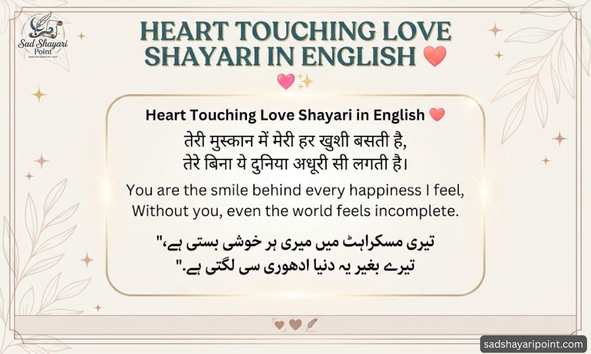 Heart touching love shayari in English