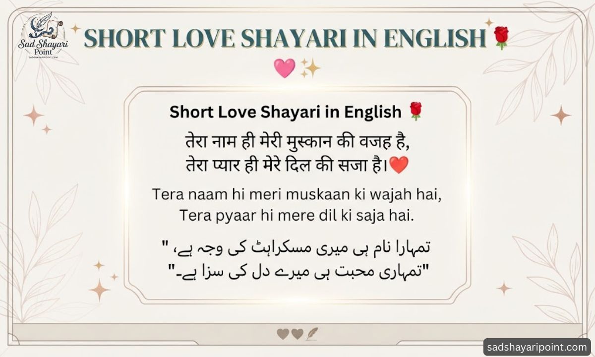 Heart touching love shayari in English